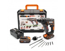 Акумулаторен перфоратор SDS-plus Worx WX390.1 с 2 батерии 20 V, 2 Ah Li-lon, 1.2 J в куфар, 4 свредла и 4 бита, 173208 thumbnail image